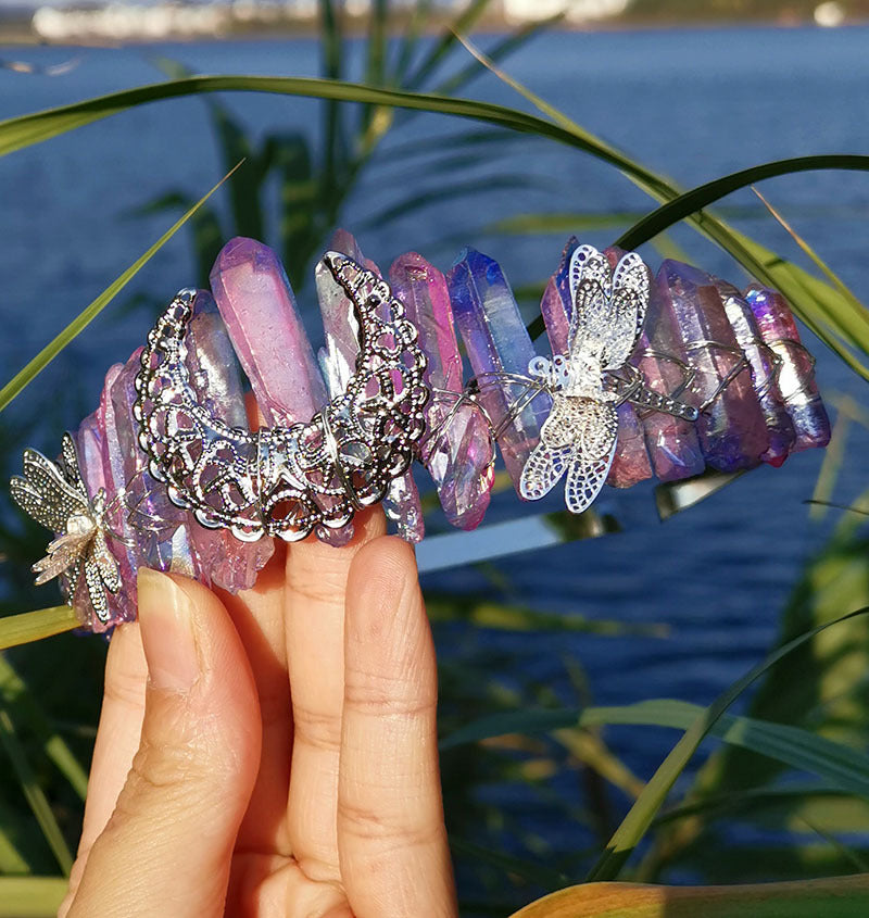 Handmade Dragonfly Accessories Moon Crown Bride Hairband