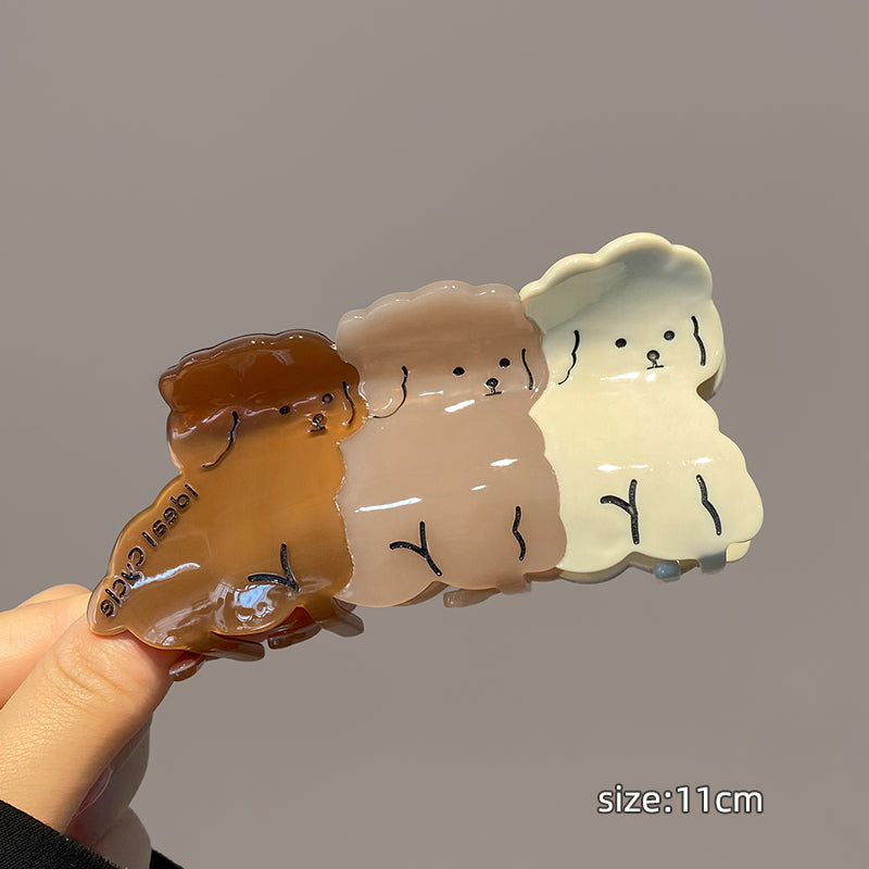 Korean Style Acetic Acid Little Dog Grab Clip Female Lazy Style Ins Clip Headwear