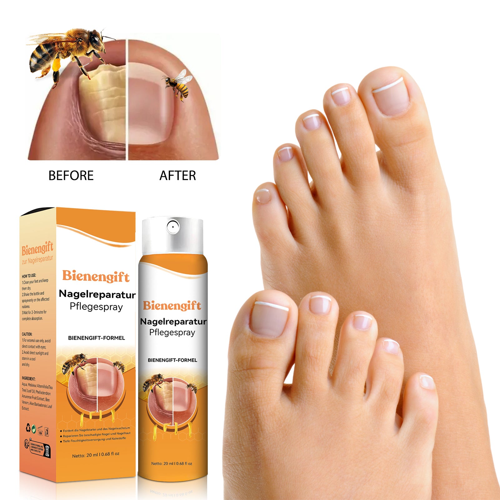 Blenengift Bee Nail Spray Repair Gray Nails