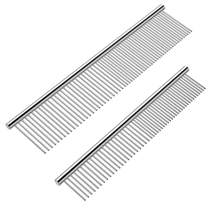 Dog Combs With Rounded Ends Stainless Steel Teeth Cat Comb For Removing Tangles And Knots Professional Grooming Tool For Long And Short Haired Dog Cat And Other Pets