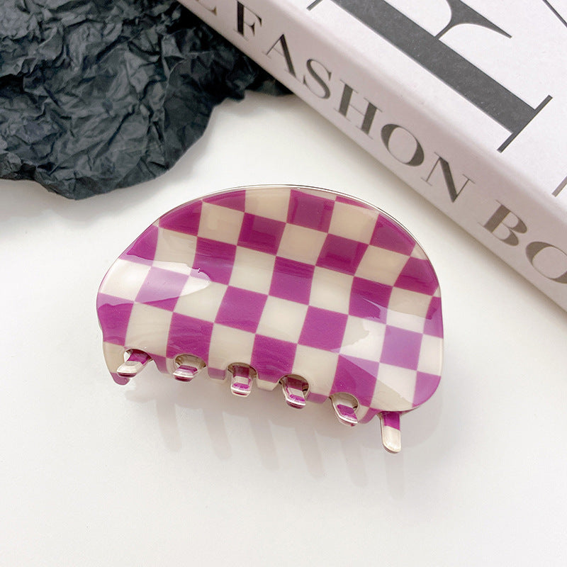 PVC Fashion Black And White Checkerboard Grip Clip Women