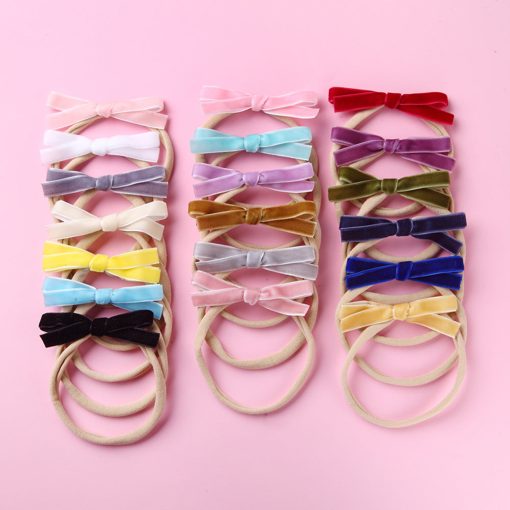 Nylon Hair Cord Soft Flannel Bow Hair Tie
