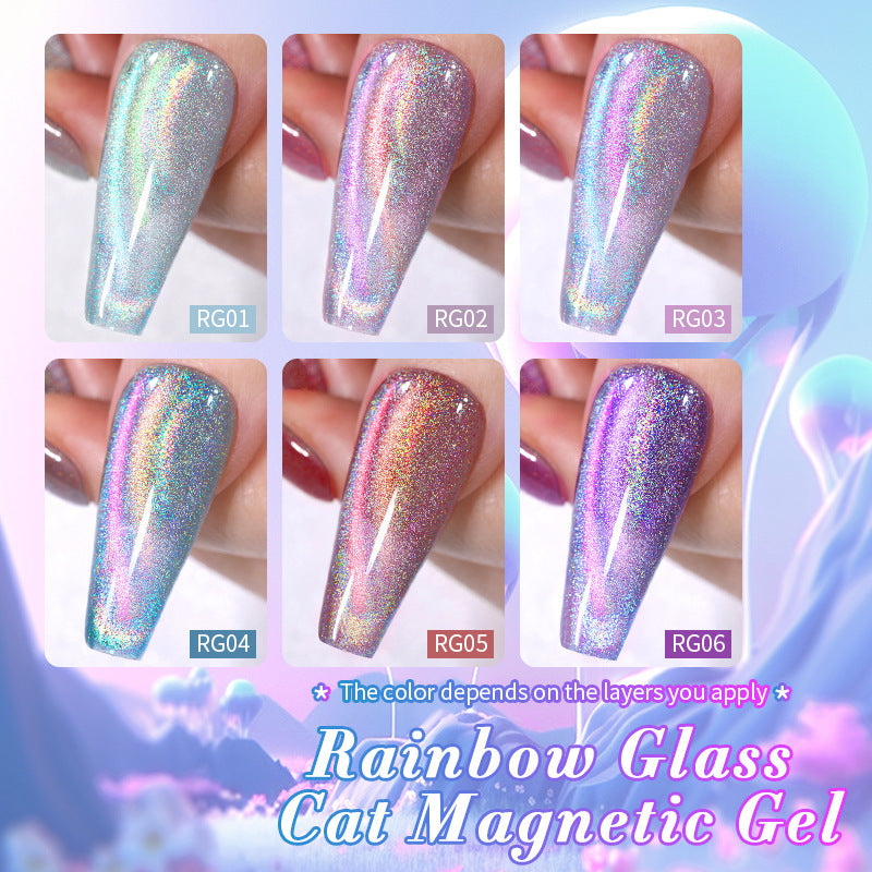 New Three-color Aurora Rainbow Glass Cat Eye Gel Polish Phototherapy Plastic