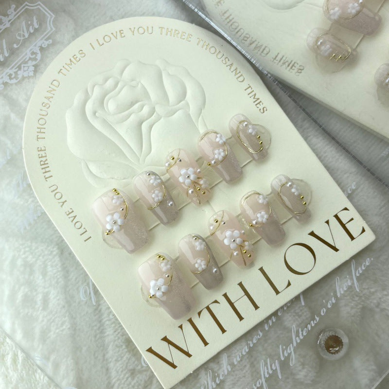French-style Cherry Blossom Cat-eye Nail Tips