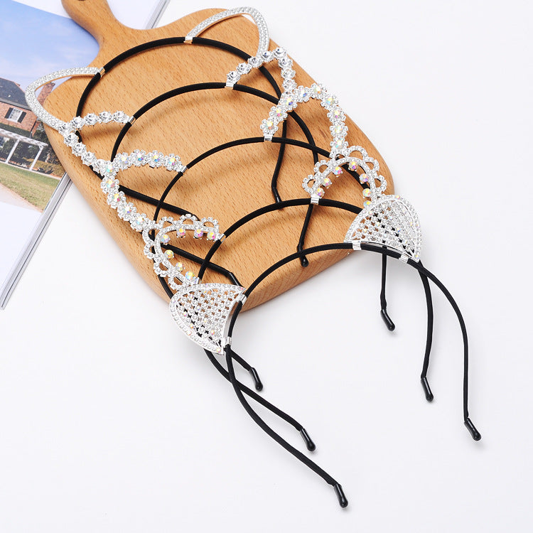 Cute Handmade Diamond Little Devil Cat Ear Headband
