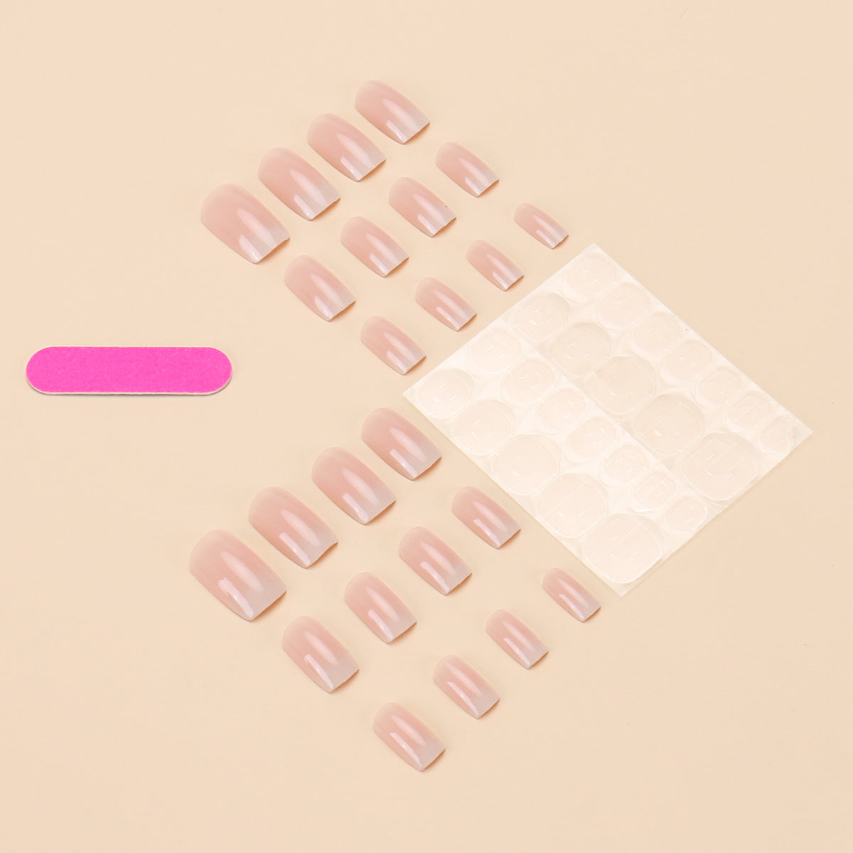 24-piece Gradient Powder Nail Tipsready-to-wear Removable Nail Extensions