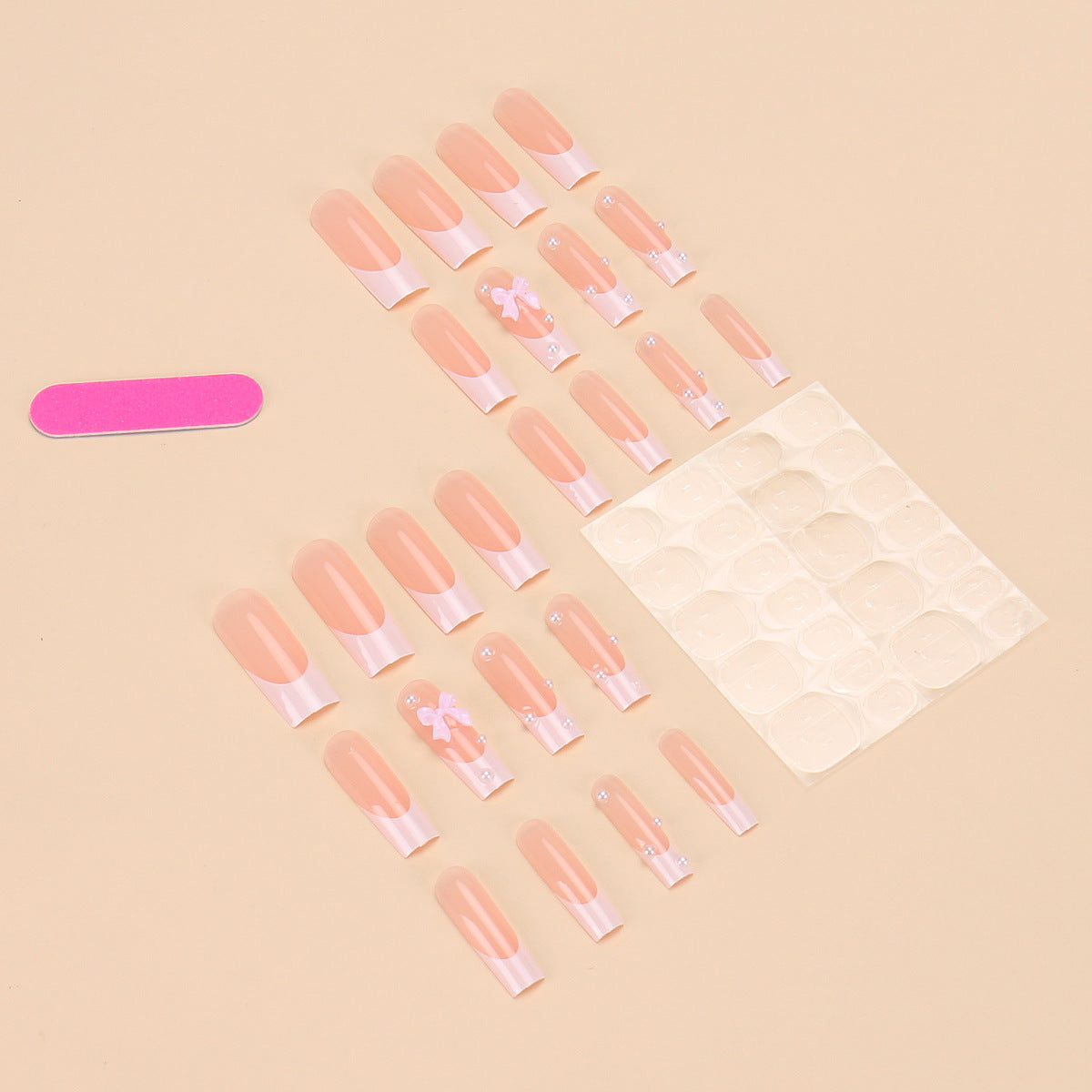 Rectangular Pearl Bow Nail Sticker Finished Product