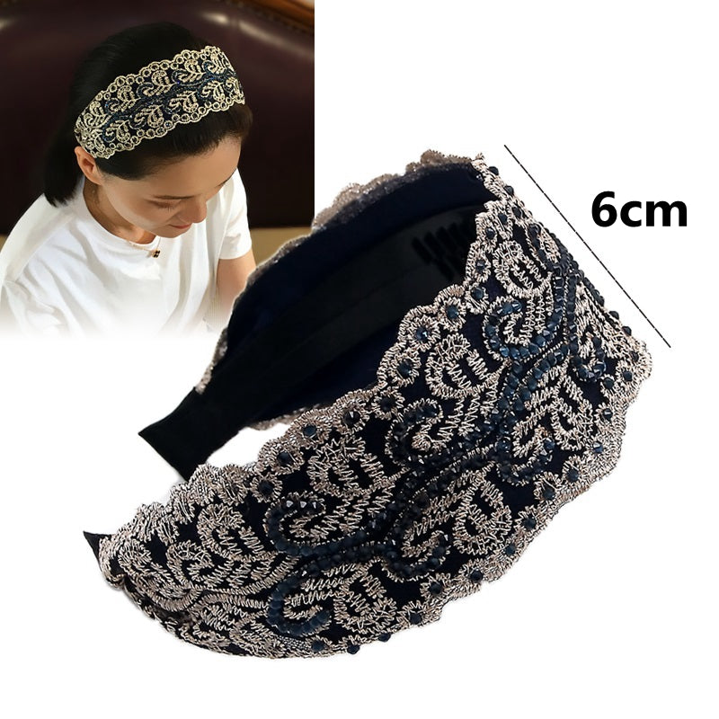 Women's Lace Wide Brim Rhinestone Hair Hoop