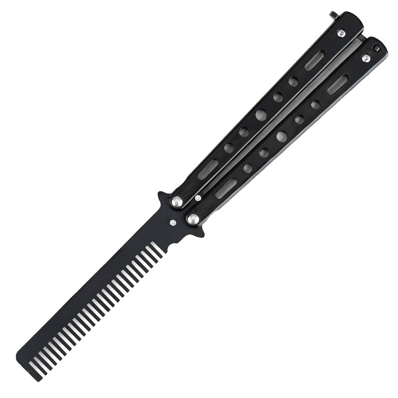 Uncut Butterfly Training Comb Stainless Steel Shake Hand Comb
