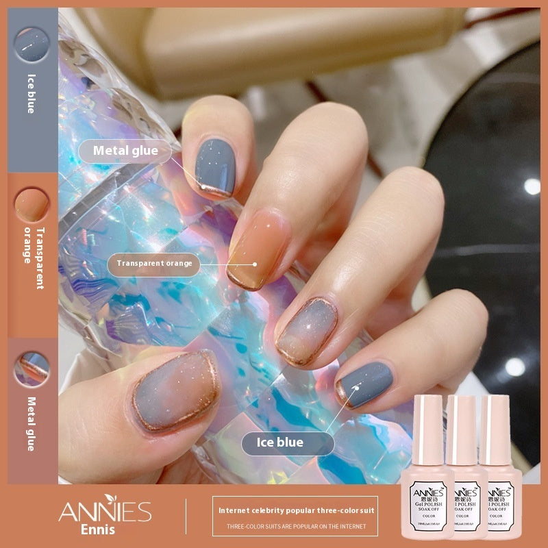 Annies Ennis Women's Three-color New Ice Jelly Nude Color Gel Nail Polish Suit