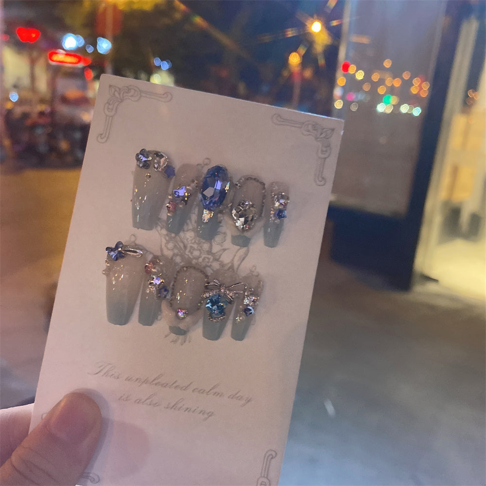 Sea Blue Dove Egg False Nail Stickers Are Desirable
