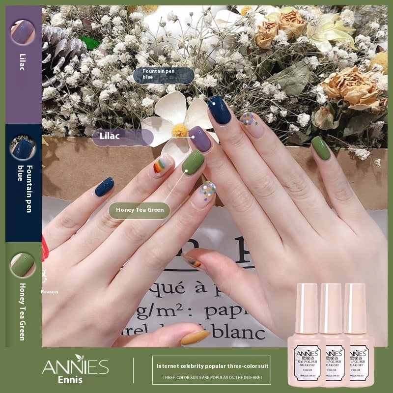Annies Ennis Women's Three-color New Ice Jelly Nude Color Gel Nail Polish Suit