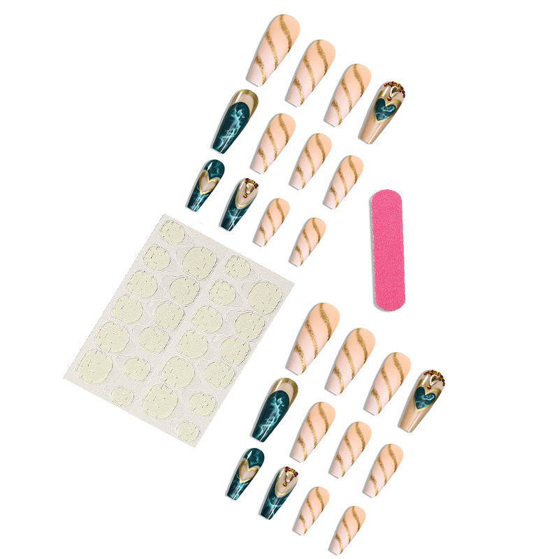 Green Blooming Love Tip Manicure Wear Nail Patch