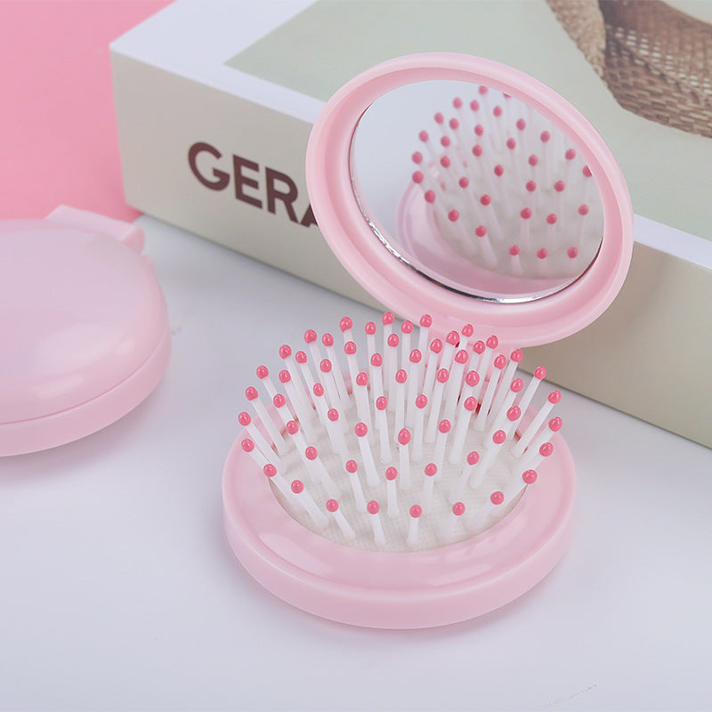 Plastic Portable Folding Comb Mirror Smooth Hair Without Knot