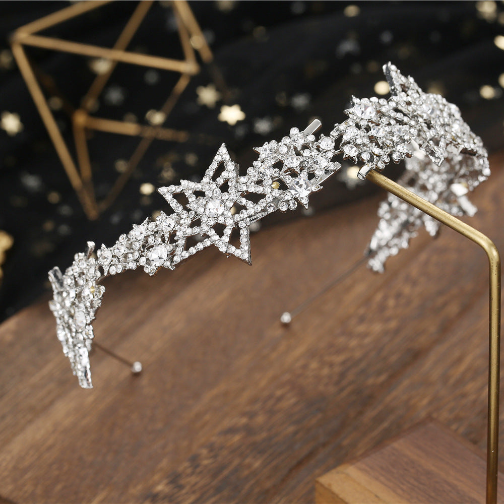 Bride Wedding Hair Accessories Five-pointed Star Alloy Diamond-laid Headband
