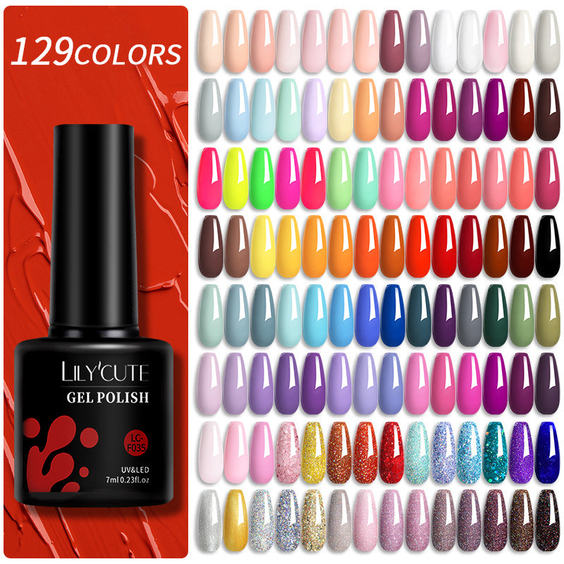 Lilycute 129 Color Phototherapy Adhesive Sealing Layer Nail Oil Adhesive Set