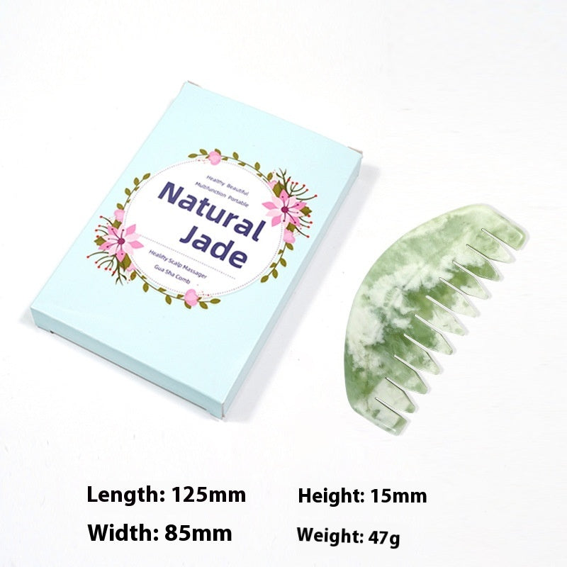 Dual-purpose Scraping Scalp Meridian Portable Head Massage Jade Comb