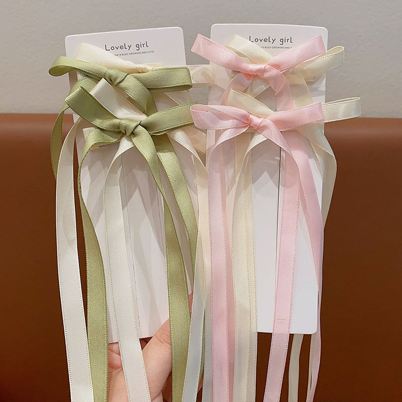 Ribbon Bowknot Long Girl Princess Braided Hairpin