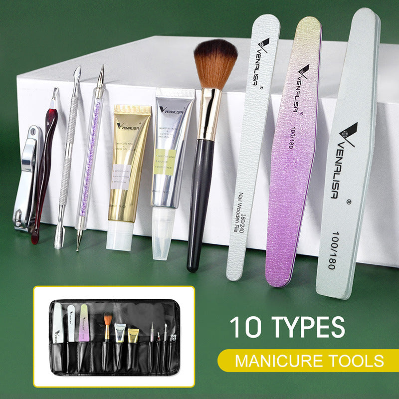 Venalisa Nail Art Kit Dead Skin Scrub Nail Polish Nail Clipper 10 Repair Sets
