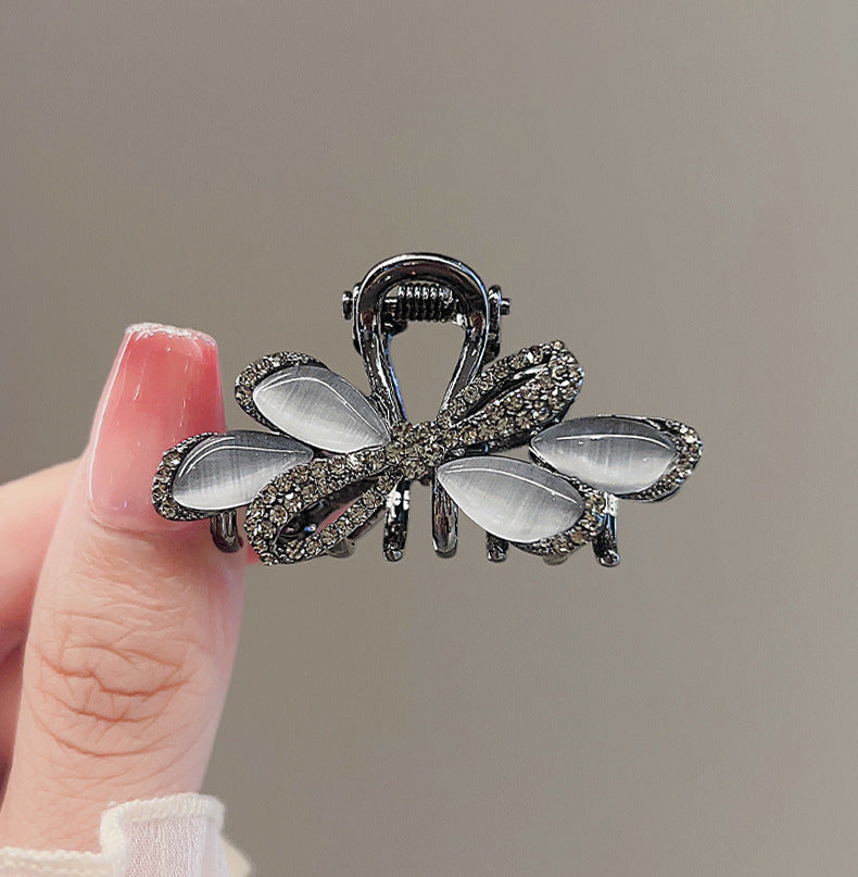 Black Temperament Opal Flowers Small Jaw Clip