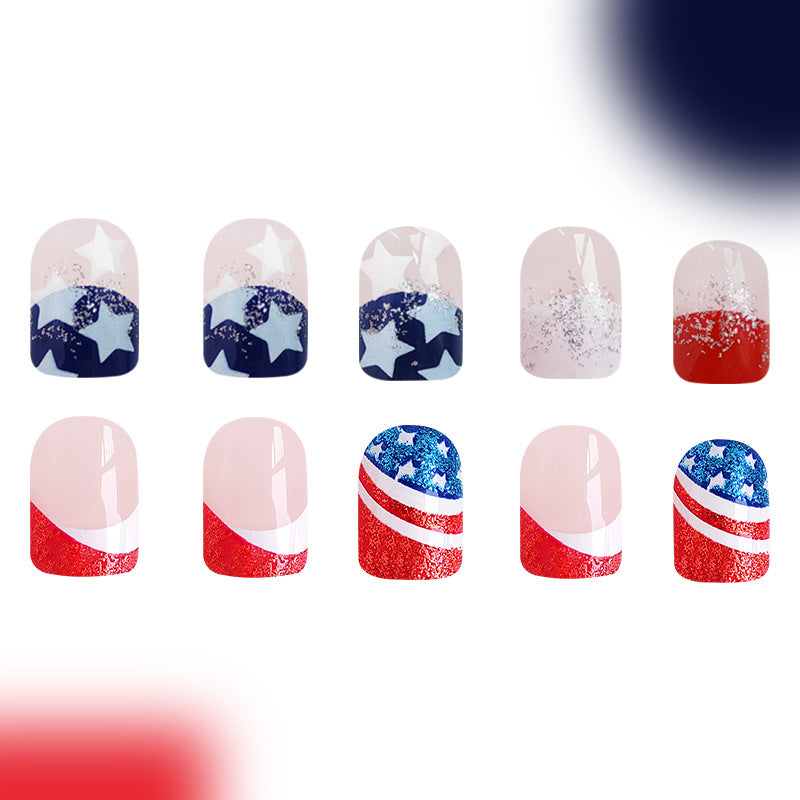 Wear Nail Finished American Five-pointed Star Independence Day Combination