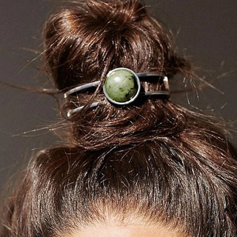 Patterned Hollow Round Turquoise Hairpin