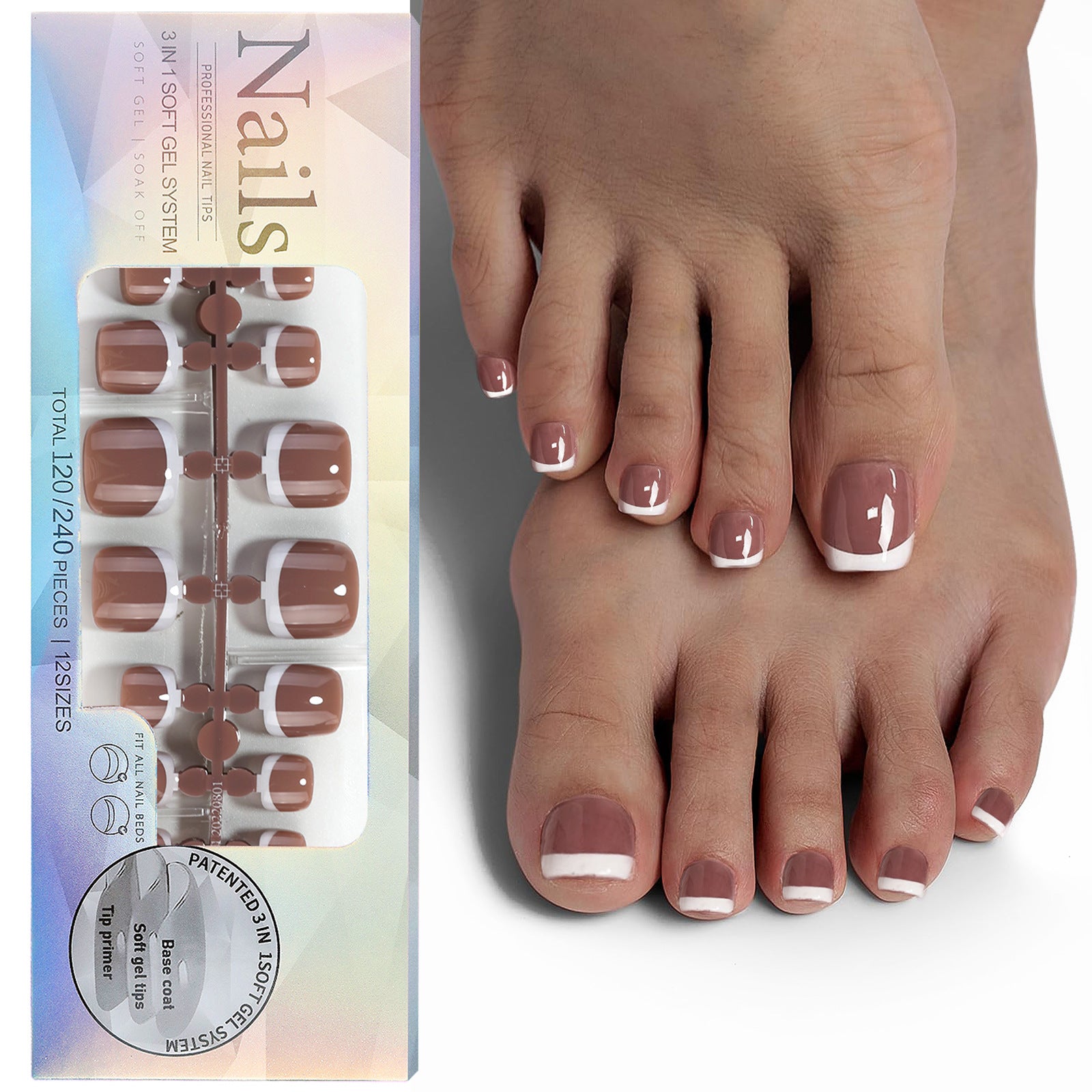 French Nail Finished Wear Nails Frosted Toe Nail Patch