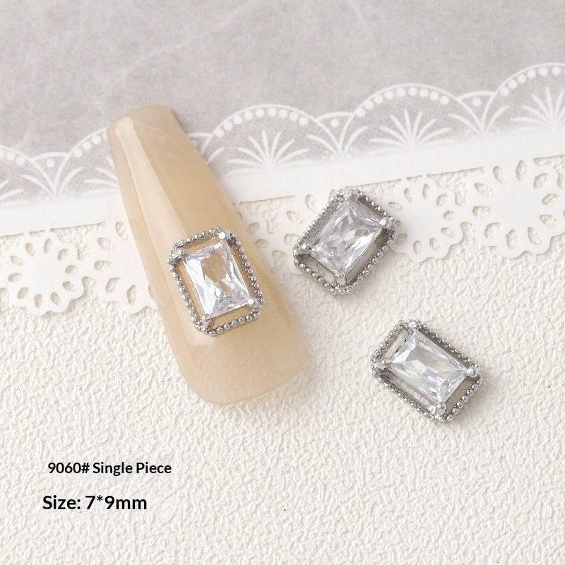 Silver Zircon Bow Nail Art Accessories