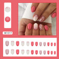 Oval Round Head European And American Ins Style Fresh Sweet Summer White Rose Pink Wear Nail