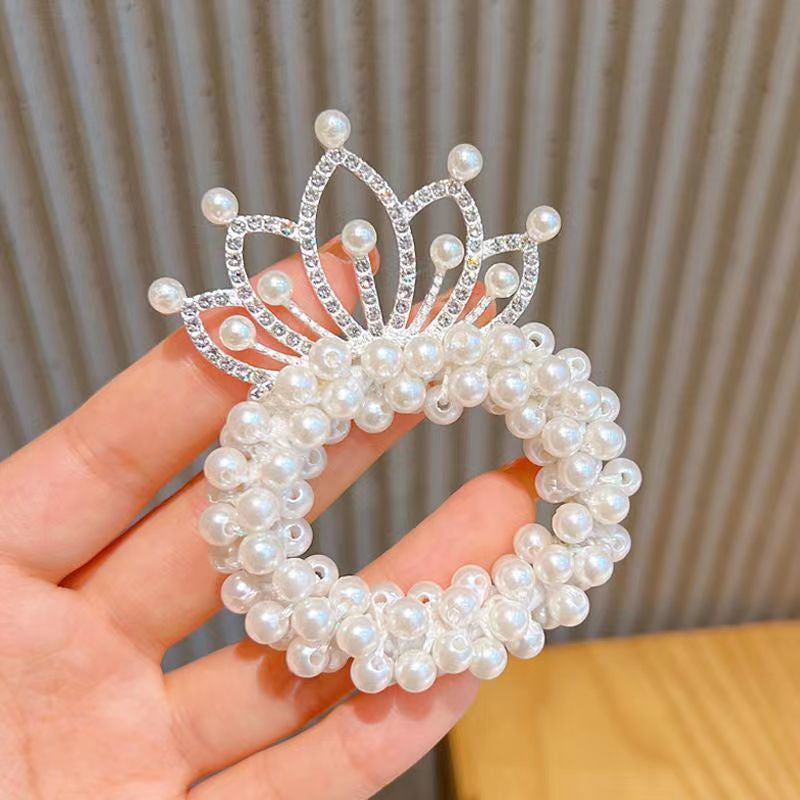 Children's Crown Tiara Princess New Pearl Flower Hair Ring