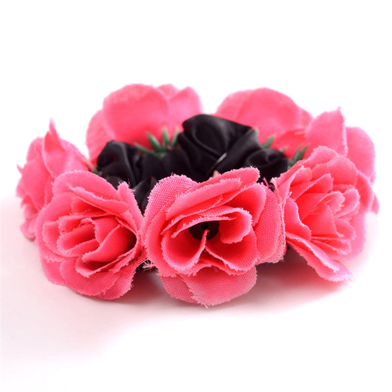 European And American Women's Simulation Fabric Rich Rose Hair Tie Hair Accessories