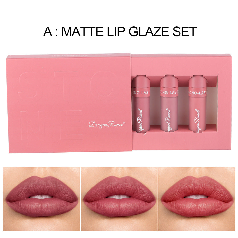 3-piece Lip Gloss Set Not Easy To Stick To Cup Matte