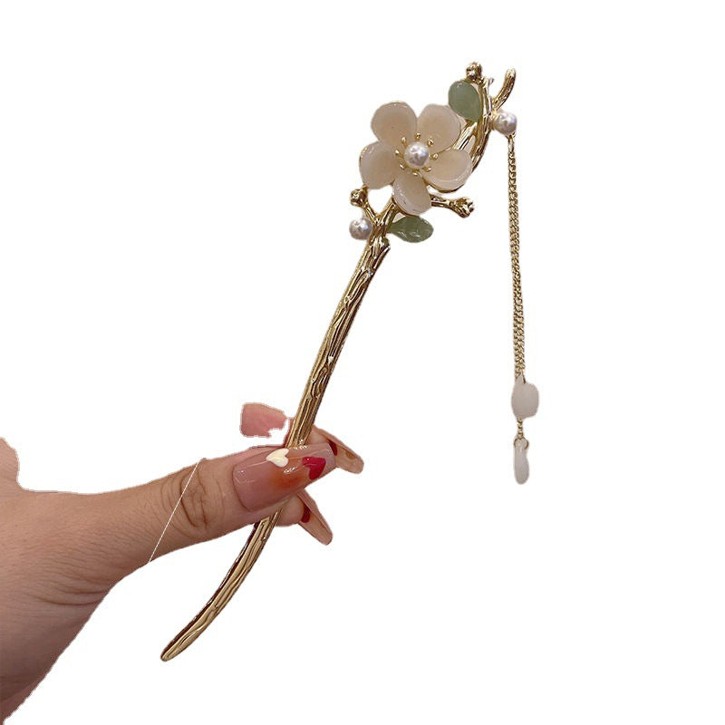 Four Seasons National Style Green Leaf Tassel Ancient Style Han Chinese Clothing Hairpin