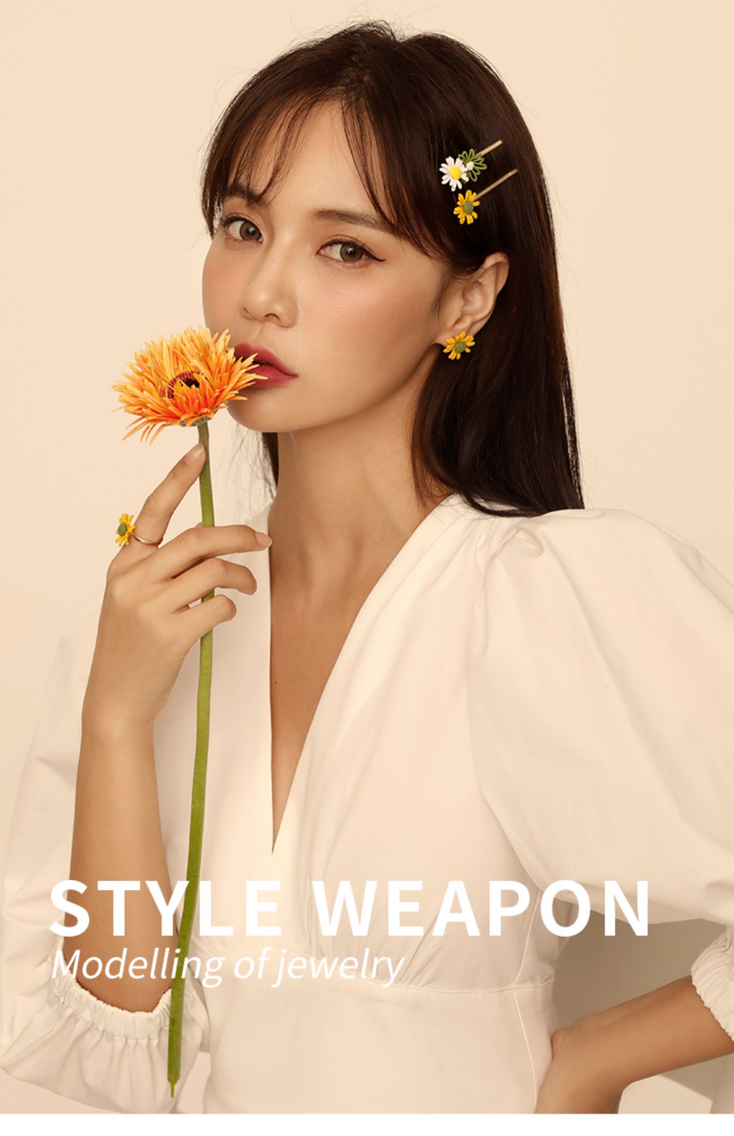 Chrysanthemum Flower Barrettes Side Broken Hair Clip