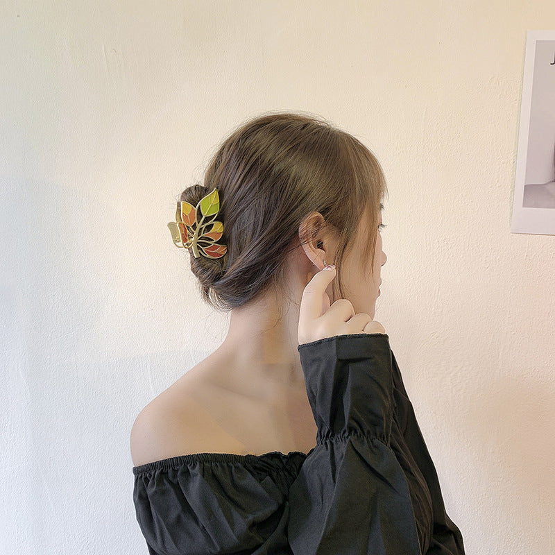 Women's Autumn Leaf Metal Grab Clip