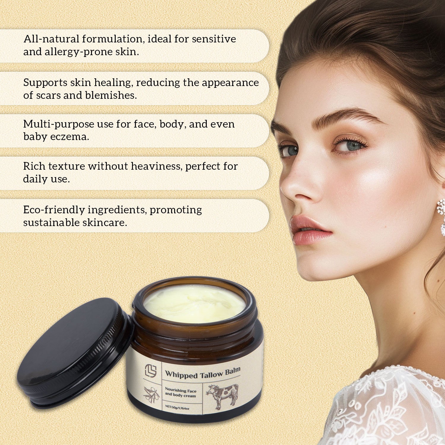 Beef Fat Cream 50g Gentle Moisturizing