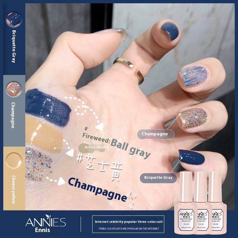 Annies Ennis Women's Three-color New Ice Jelly Nude Color Gel Nail Polish Suit