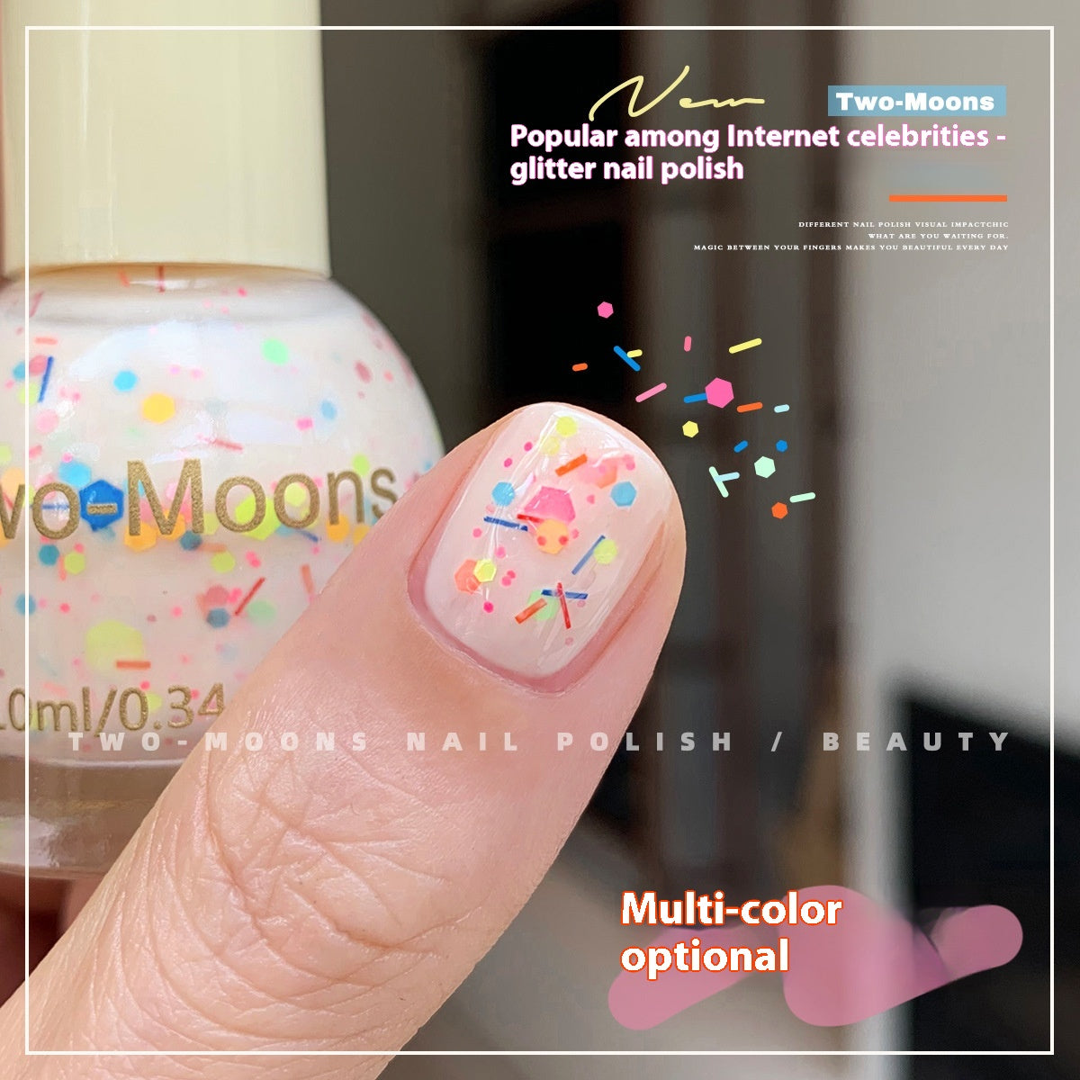 Two-Moons Pure Color Sequins Nail Polish Baking-free And Tear-free