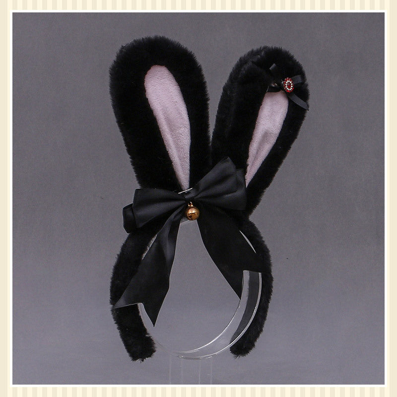 Lolita Animal Ears Accessories Diamond Bowknot Plush Rabbit Ears Headband