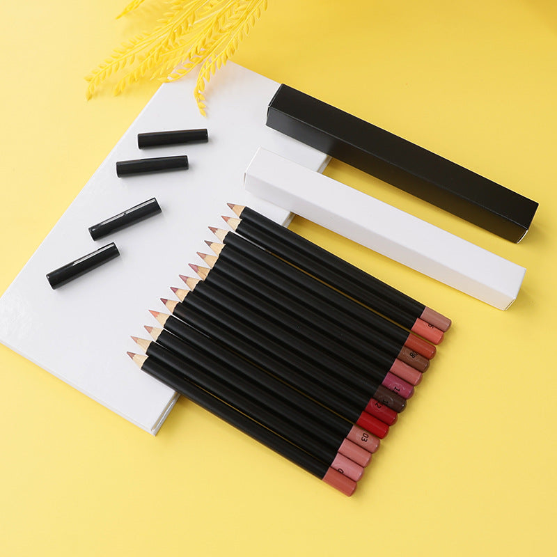 20 Color Black Pen Holder Lip Liner Waterproof Easy To Color