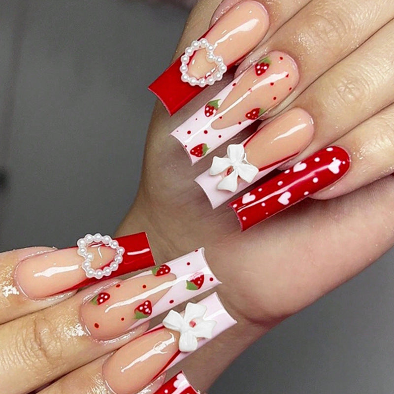 Valentine's Day Super Long Water Pipe Wear Handmade Nail Stickers
