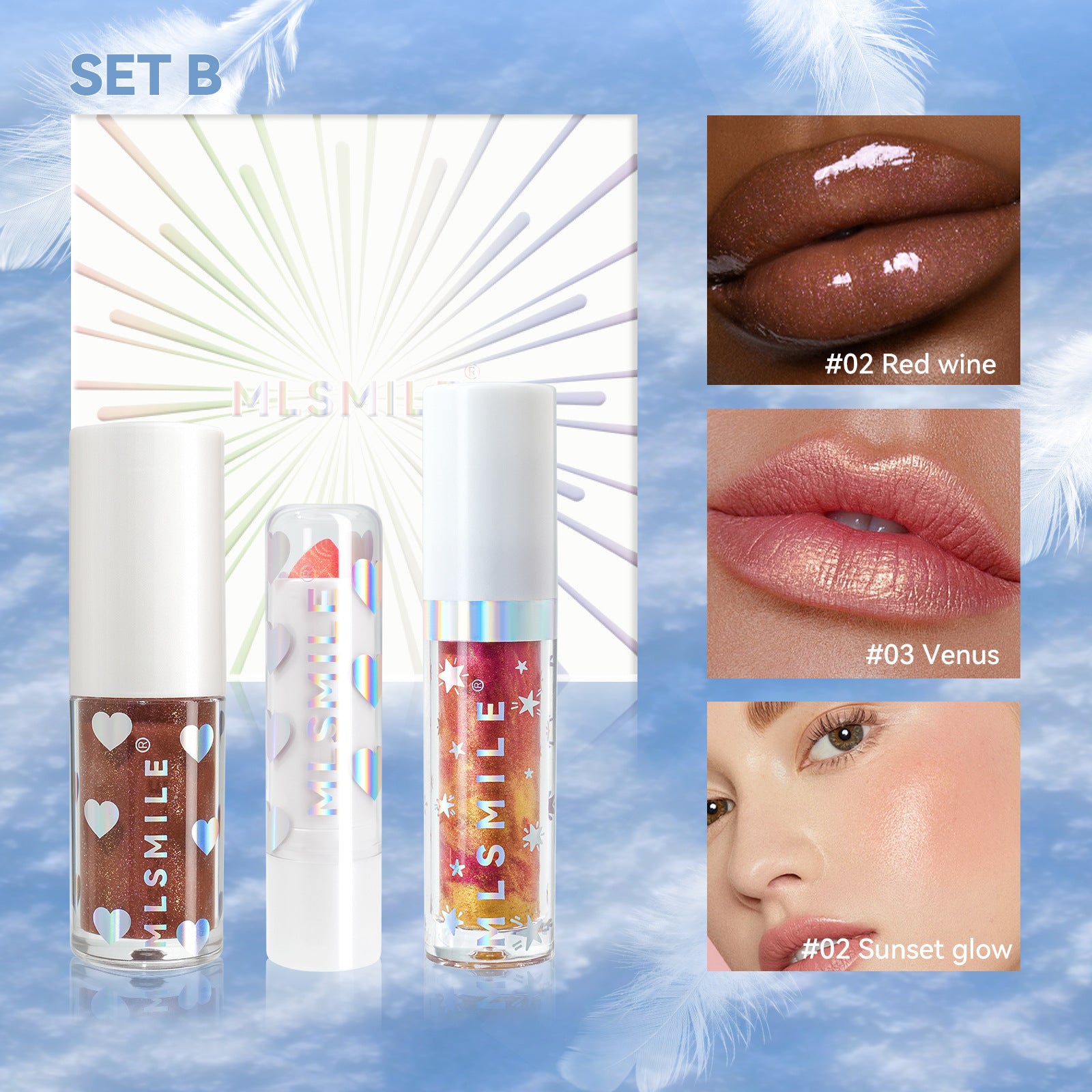 Lipstick Lip Glaze Blush Three-in-one Suit