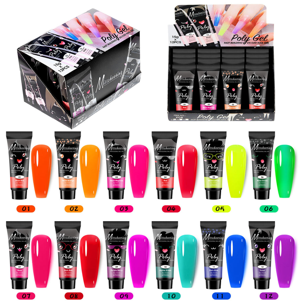 Misscheering 12 Color Extender Sequin Nail Enhancement Set