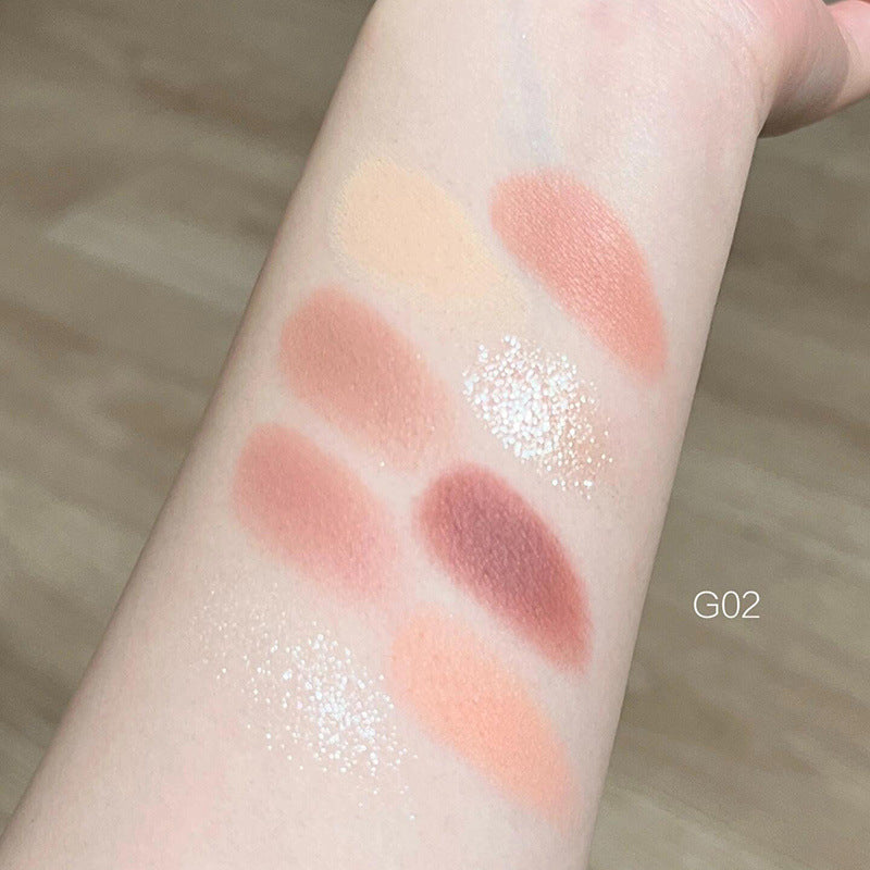 Tingphe Heart Eye Shadow Plate Beads Matte Blush Highlight Integrated