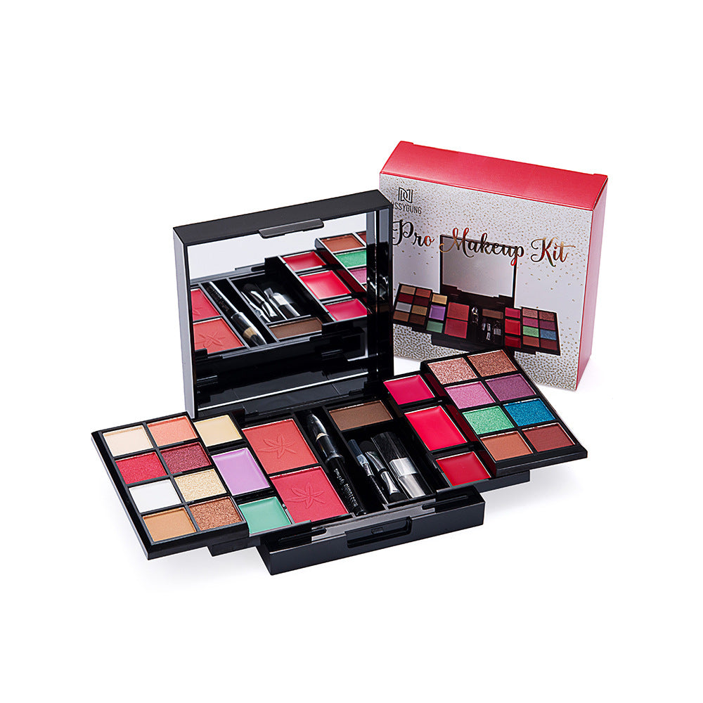 Missyoung Eyeshadow Blush And Eyebrow Powder Makeup Palette Cosmetics Case
