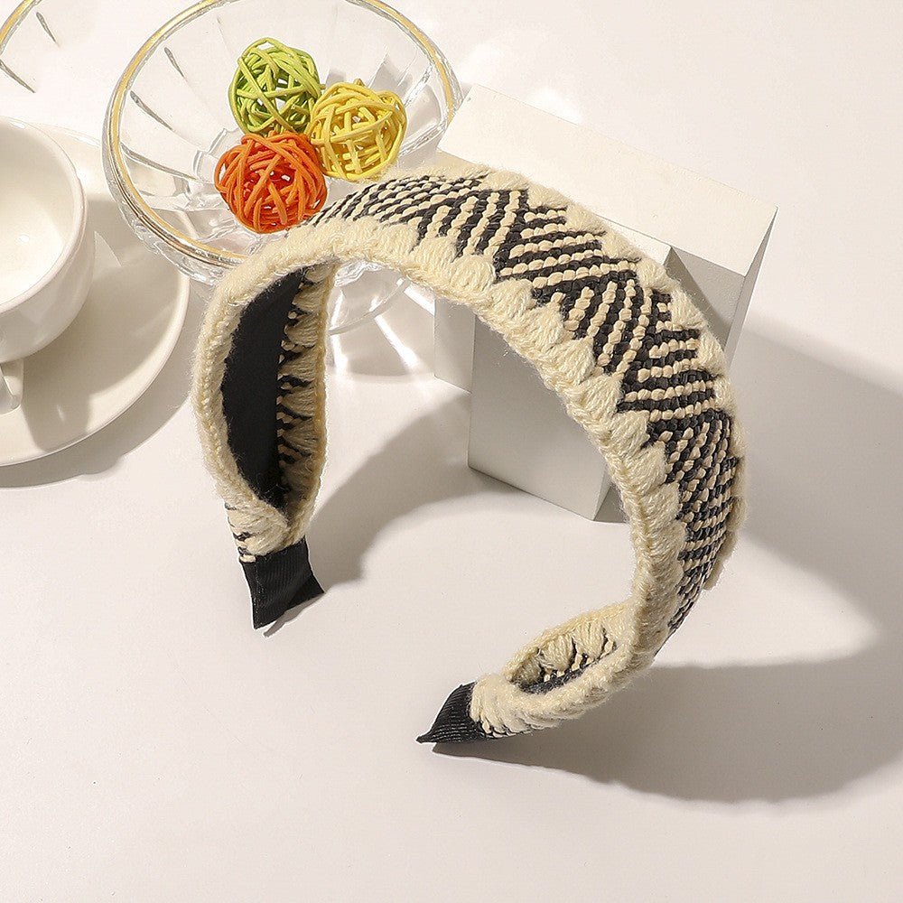 Wool Lafite Hairband Simple Cross Knot