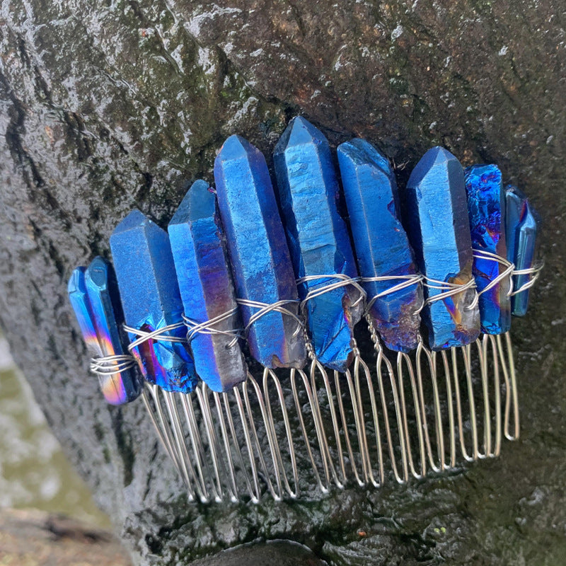 Natural Crystal Bridal Silver Line 20-tooth Hair Comb