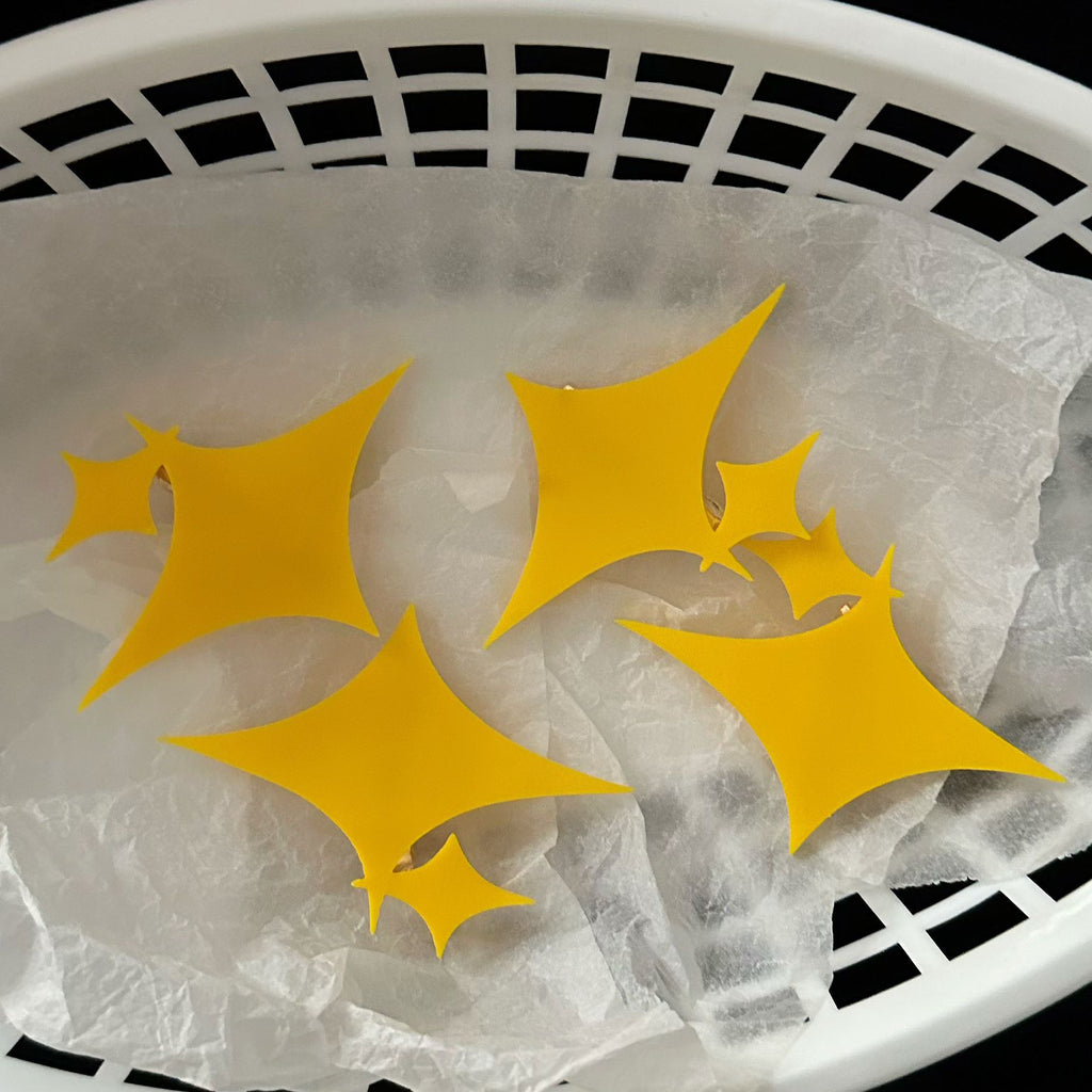 Yellow Geometric Stars Handmade Hair Clips Side