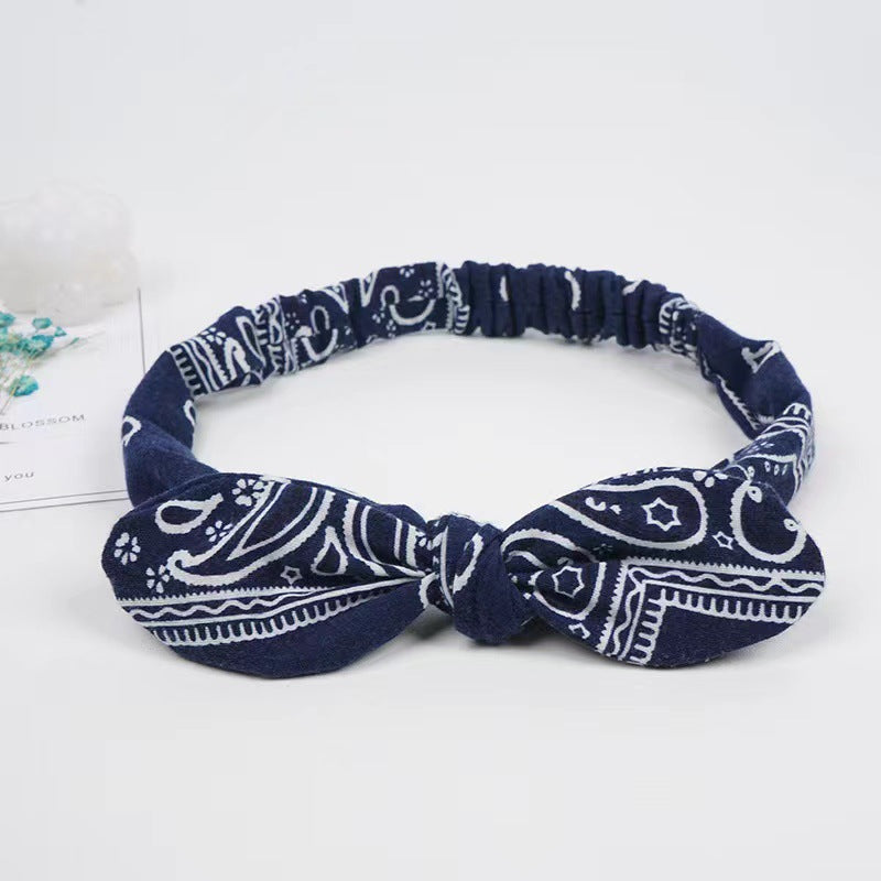 Bunny ears knotted elastic headband