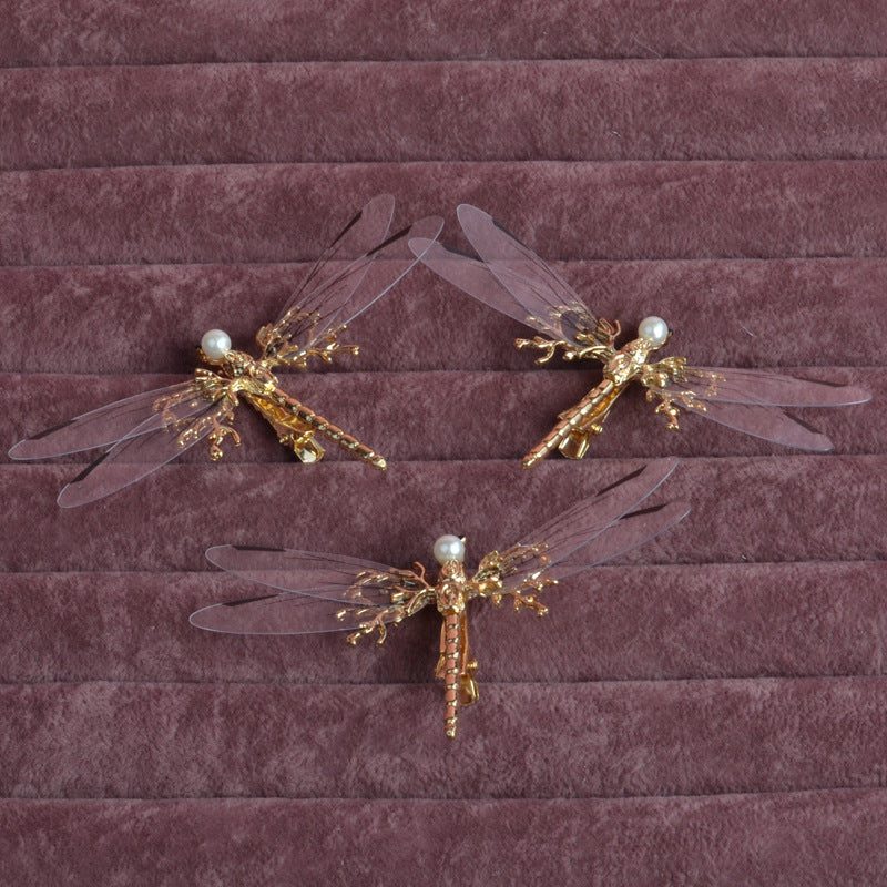European Golden Dragonfly Side Clip Headdress